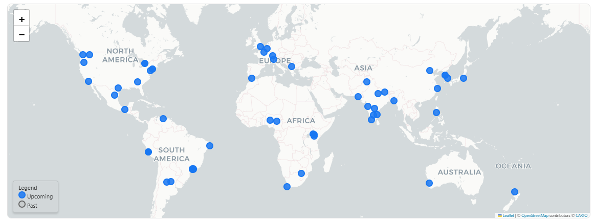 VS Code Dev Days Global Event Locations Map